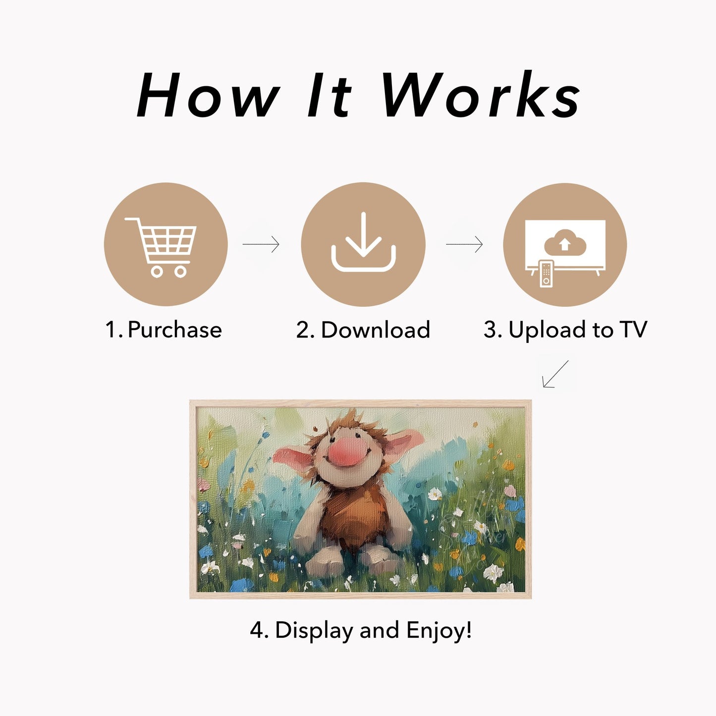 Happy Little Troll Frame TV Art displayed on a TV