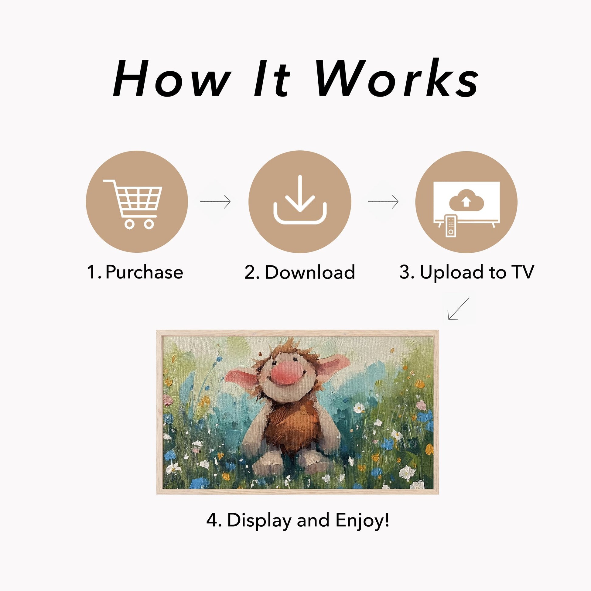 Happy Little Troll Frame TV Art displayed on a TV