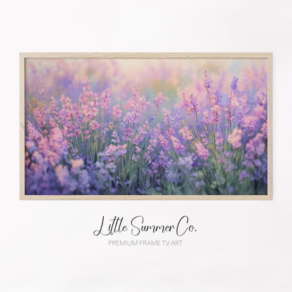Lavender Meadow Frame TV Art displayed on a TV