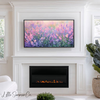 Lavender Meadow Frame TV Art displayed on a TV