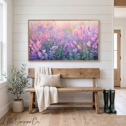 Lavender Meadow Frame TV Art displayed on a TV
