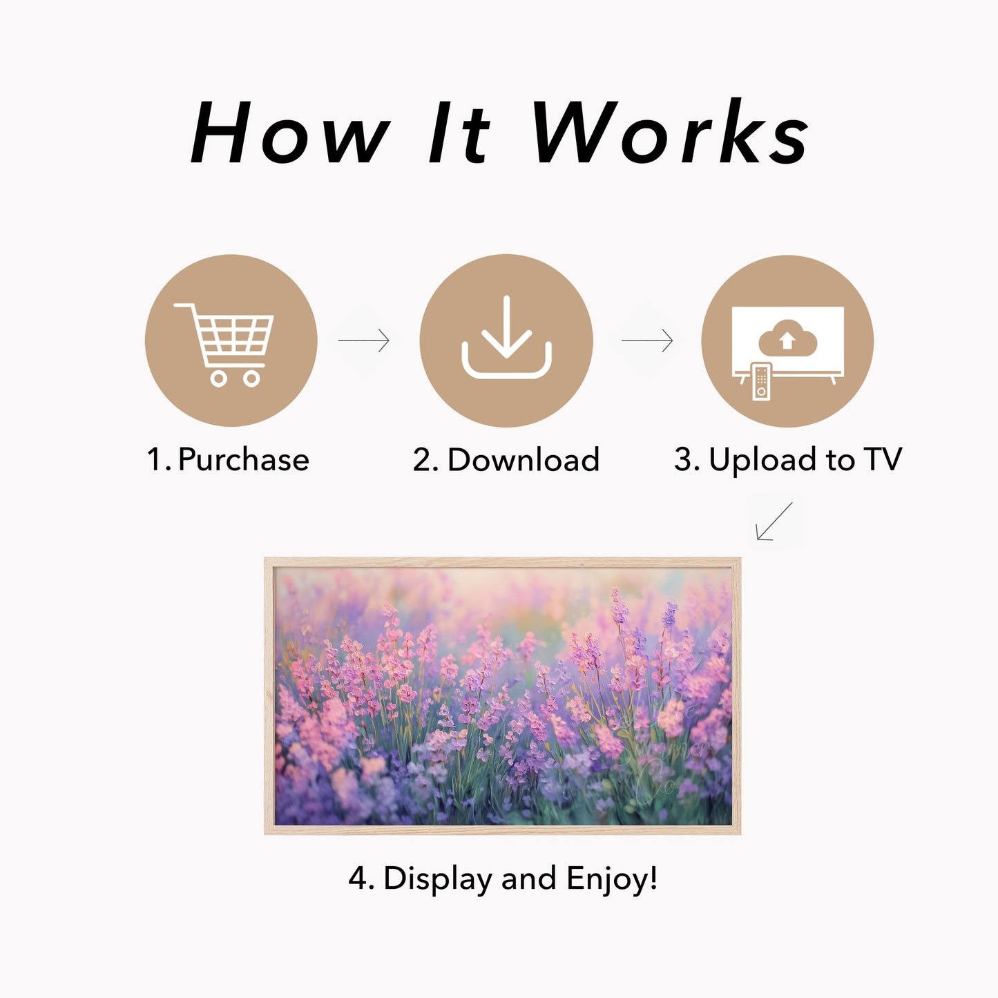 Lavender Meadow Frame TV Art displayed on a TV
