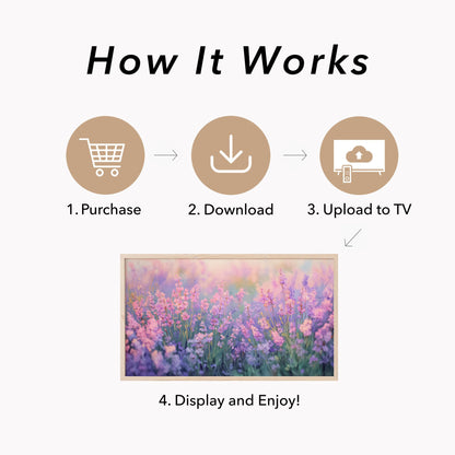 Lavender Meadow Frame TV Art displayed on a TV