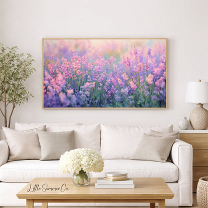 Lavender Meadow Frame TV Art displayed on a TV