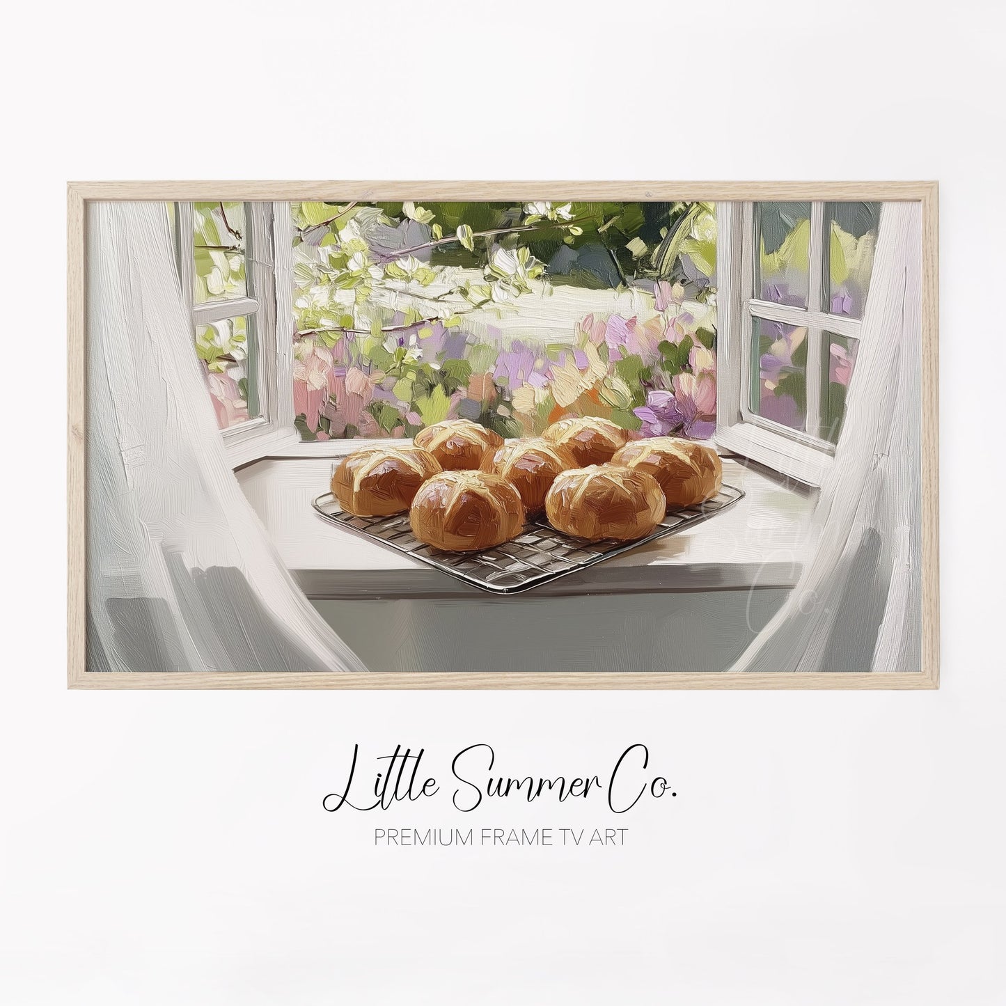 Fresh Hot Cross Buns Frame TV Art displayed on a TV