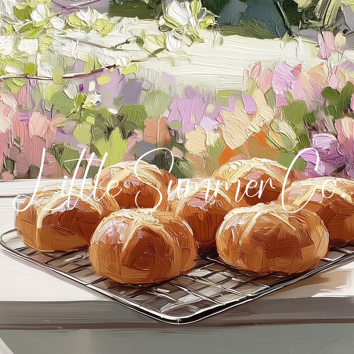 Fresh Hot Cross Buns Frame TV Art displayed on a TV
