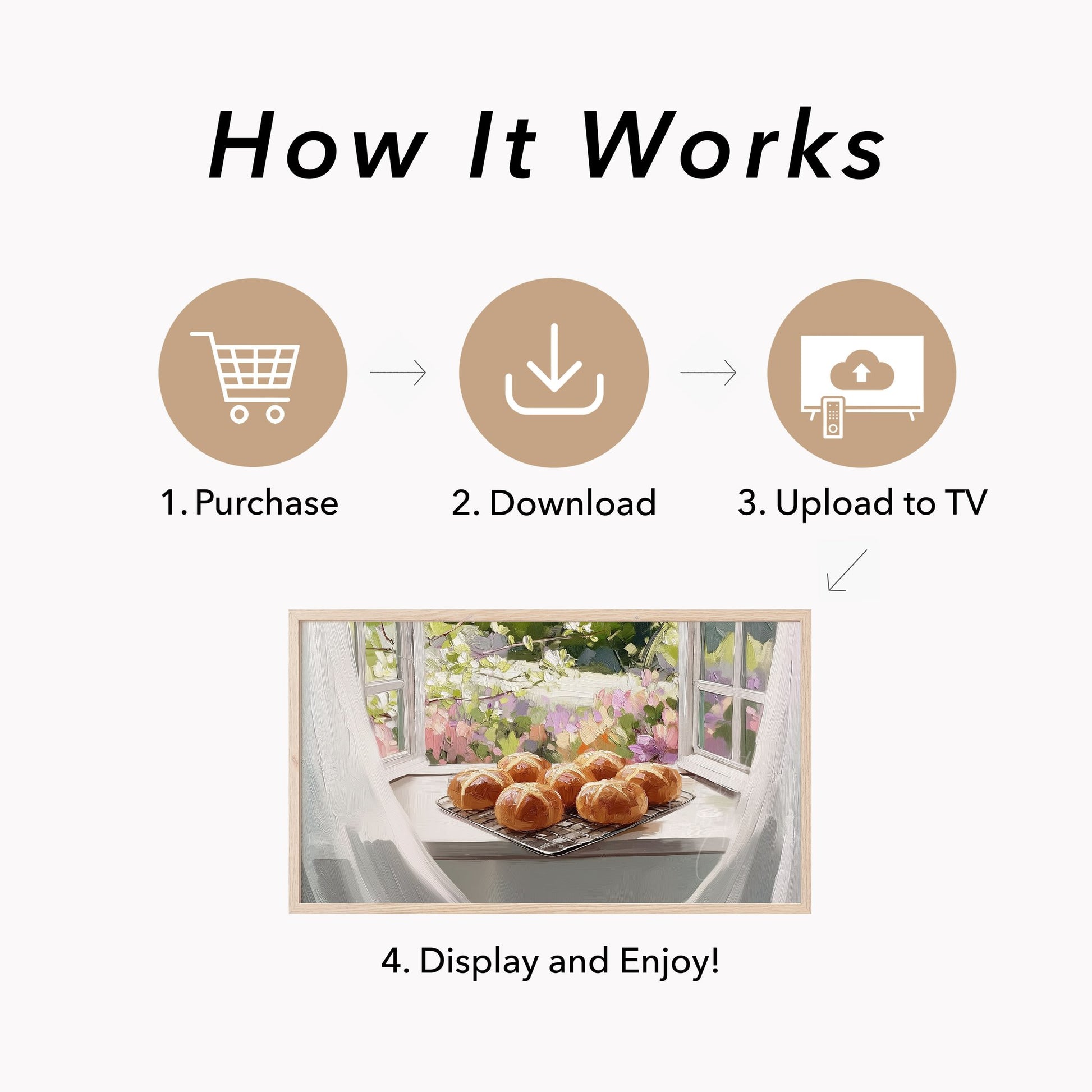 Fresh Hot Cross Buns Frame TV Art displayed on a TV