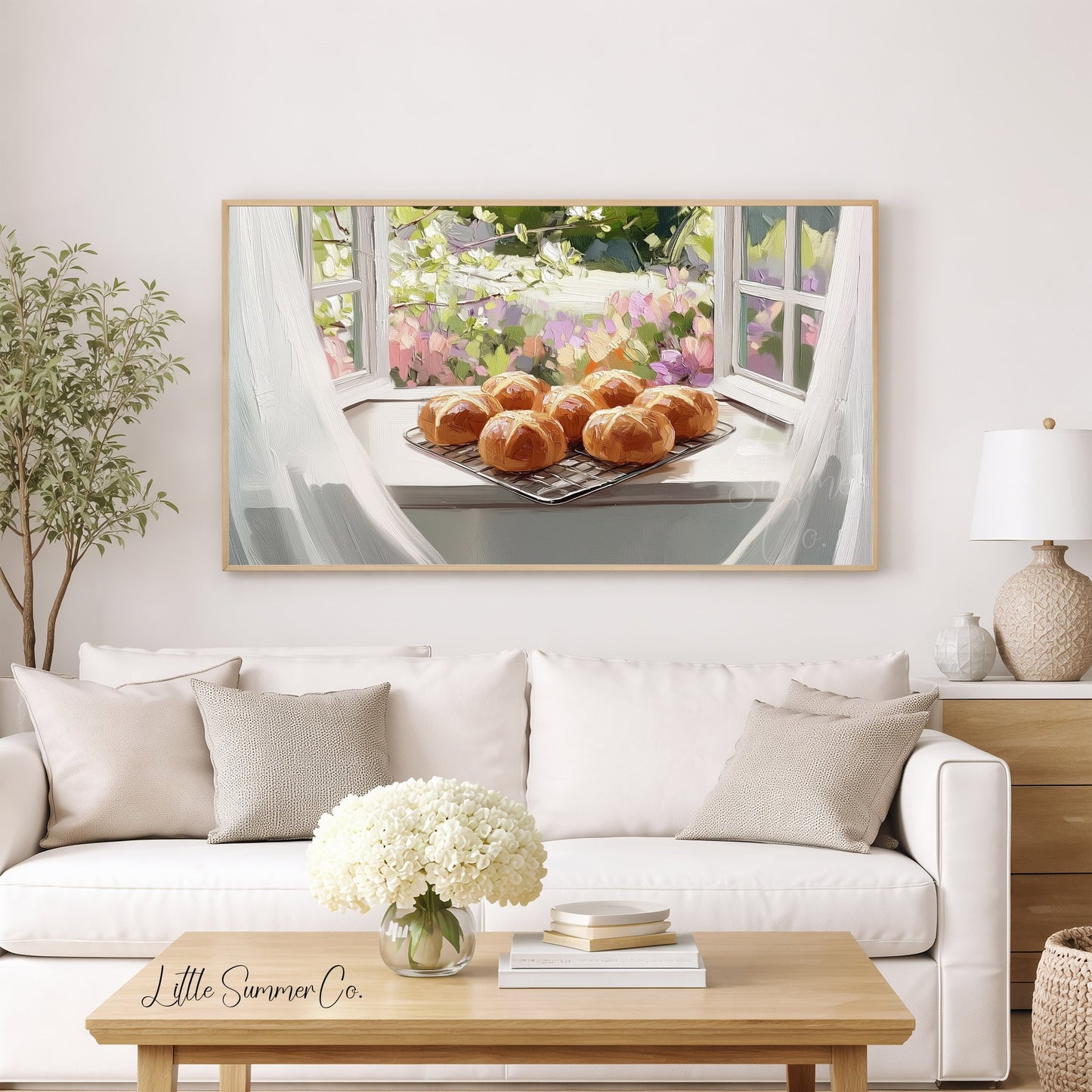 Fresh Hot Cross Buns Frame TV Art displayed on a TV