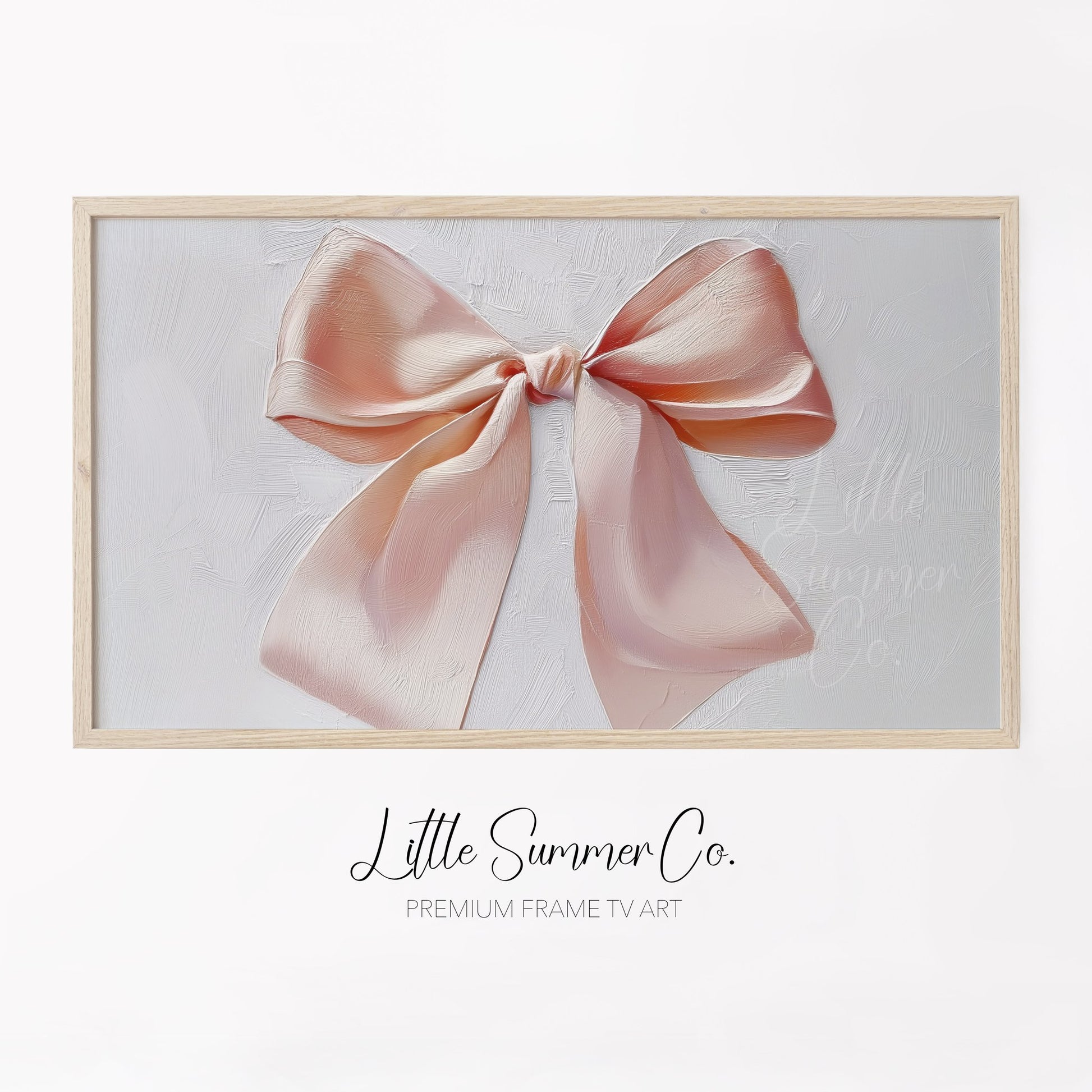 Pink Satin Ribbon Bow Frame TV Art displayed on a TV
