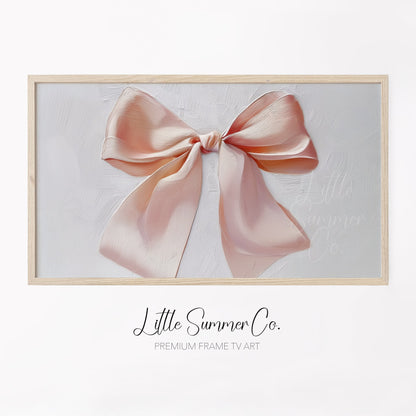 Pink Satin Ribbon Bow Frame TV Art displayed on a TV