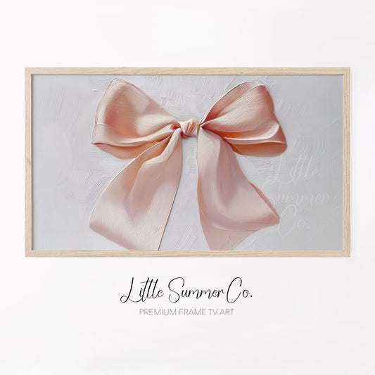 Pink Satin Ribbon Bow Frame TV Art displayed on a TV
