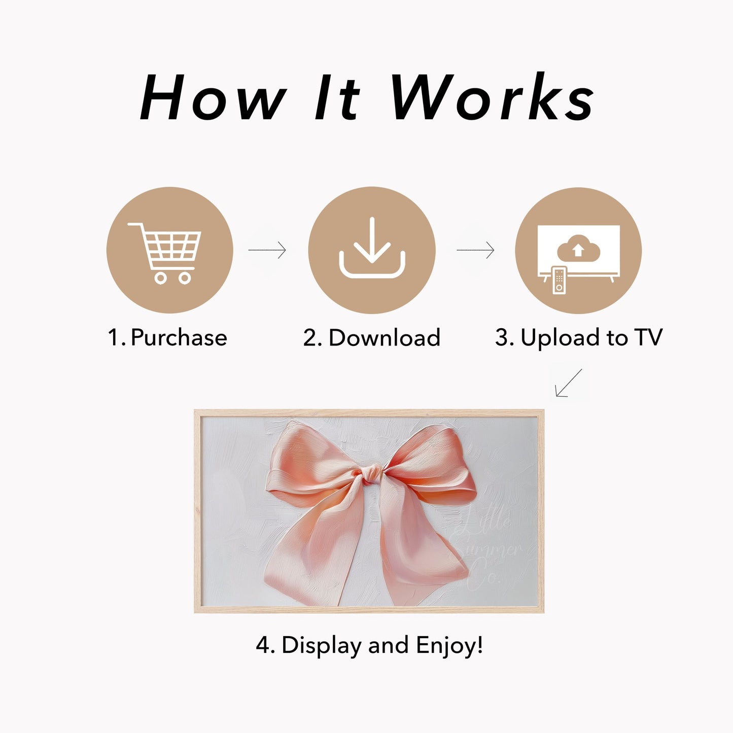 Pink Satin Ribbon Bow Frame TV Art displayed on a TV