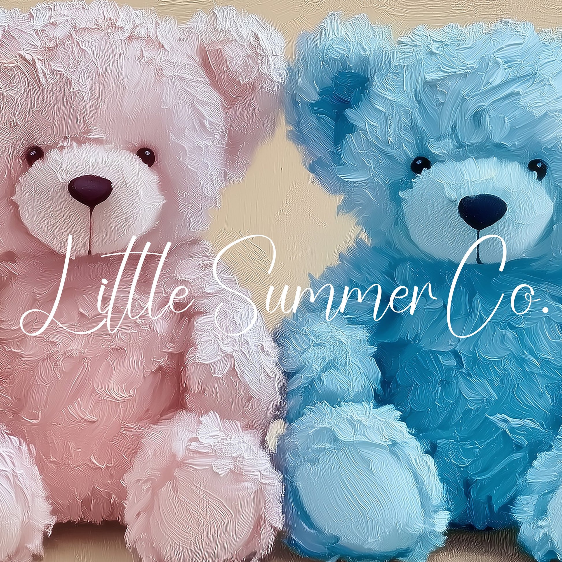 Soft Teddy Bear Pair Frame TV Art displayed on a TV
