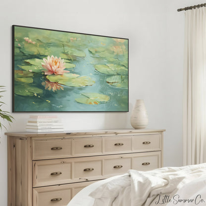 Water Lily Frame TV Art displayed on a TV