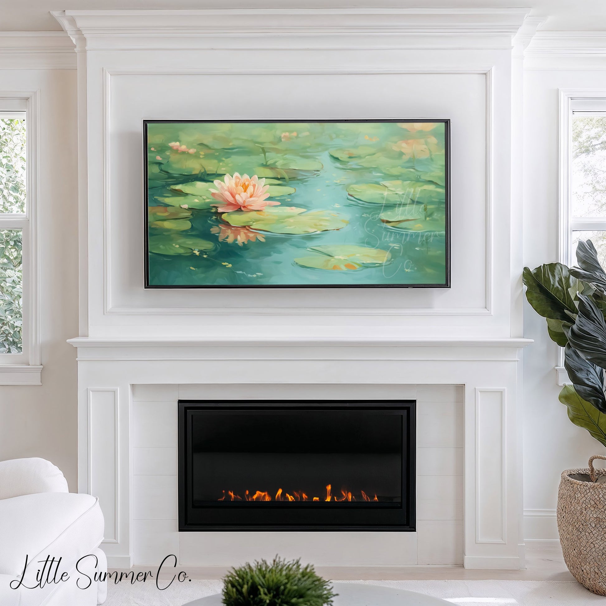 Water Lily Frame TV Art displayed on a TV