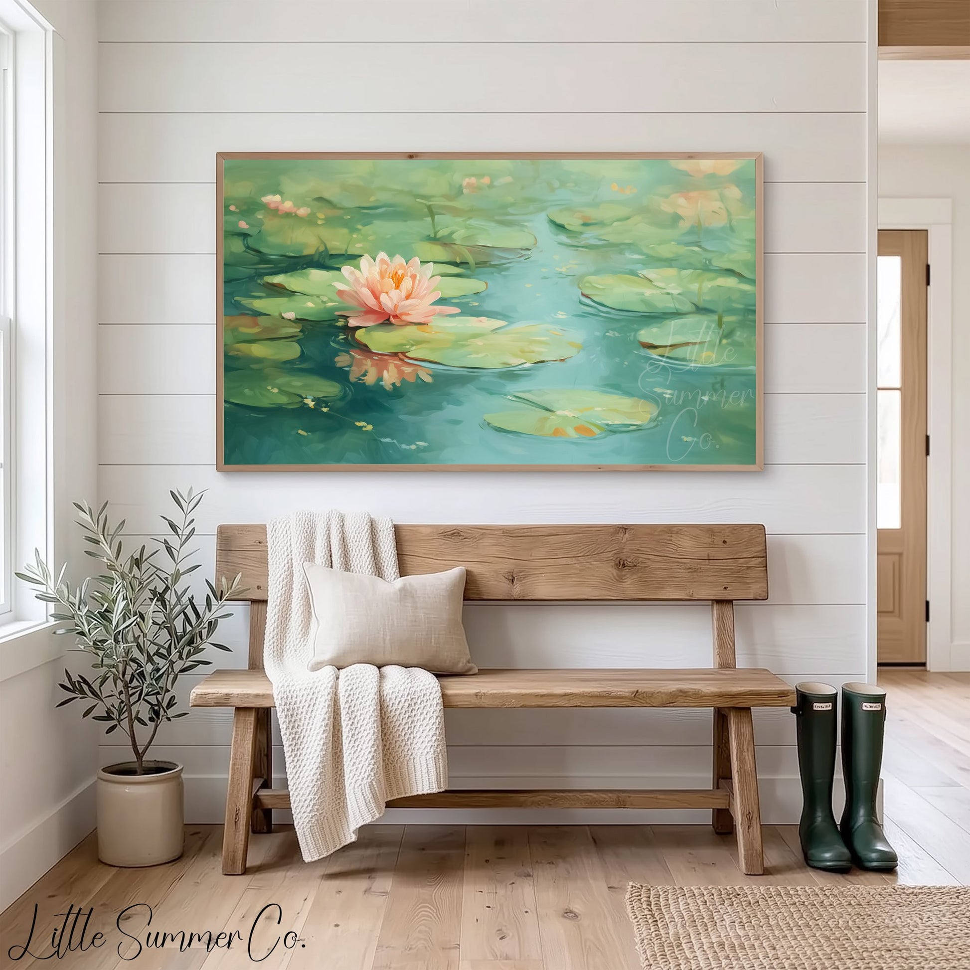 Water Lily Frame TV Art displayed on a TV