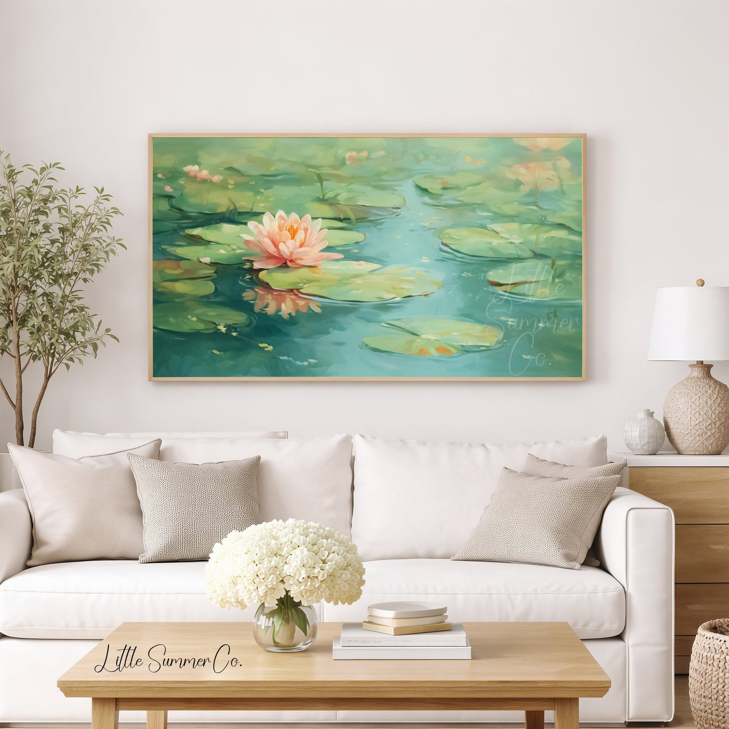 Water Lily Frame TV Art displayed on a TV