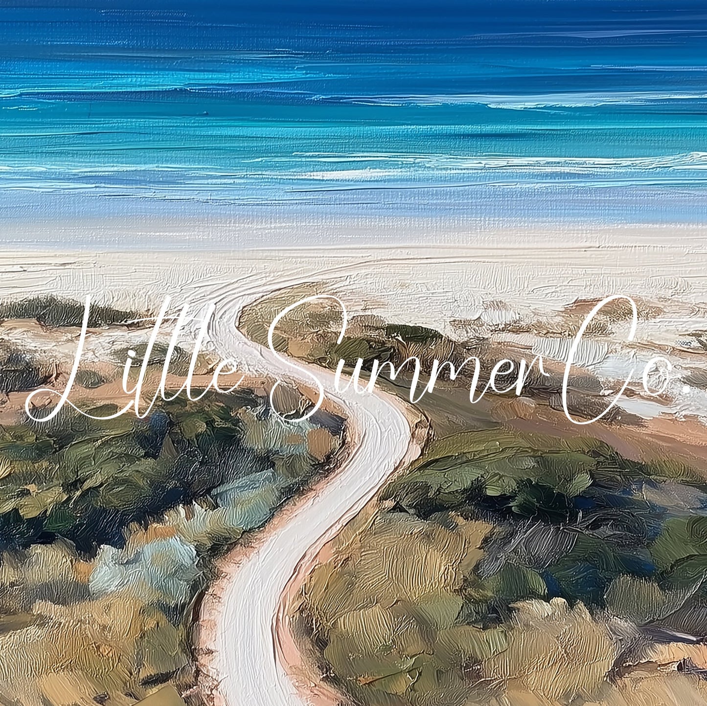 White Sand Beach Track Frame TV Art displayed on a TV