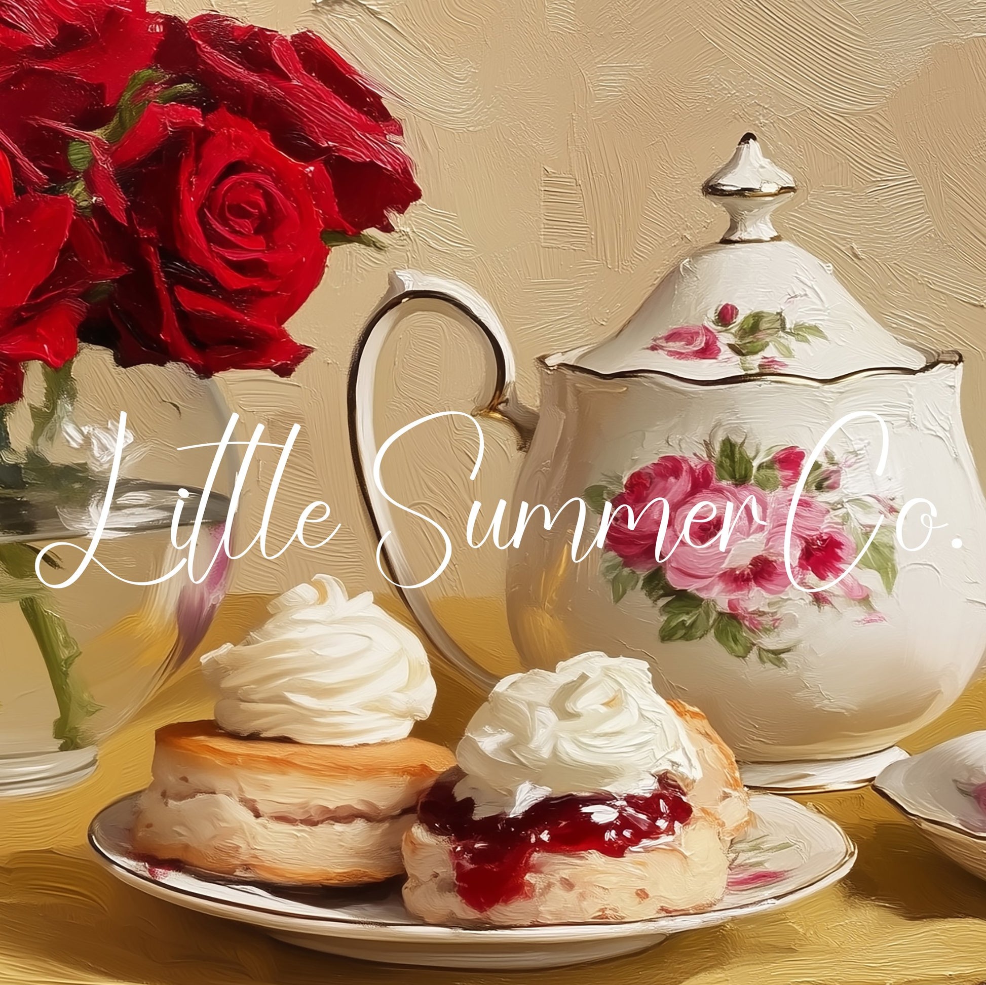 Roses and Afternoon Tea Frame TV Art displayed on a TV
