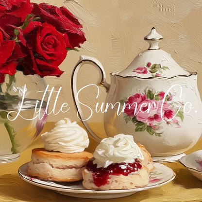 Roses and Afternoon Tea Frame TV Art displayed on a TV