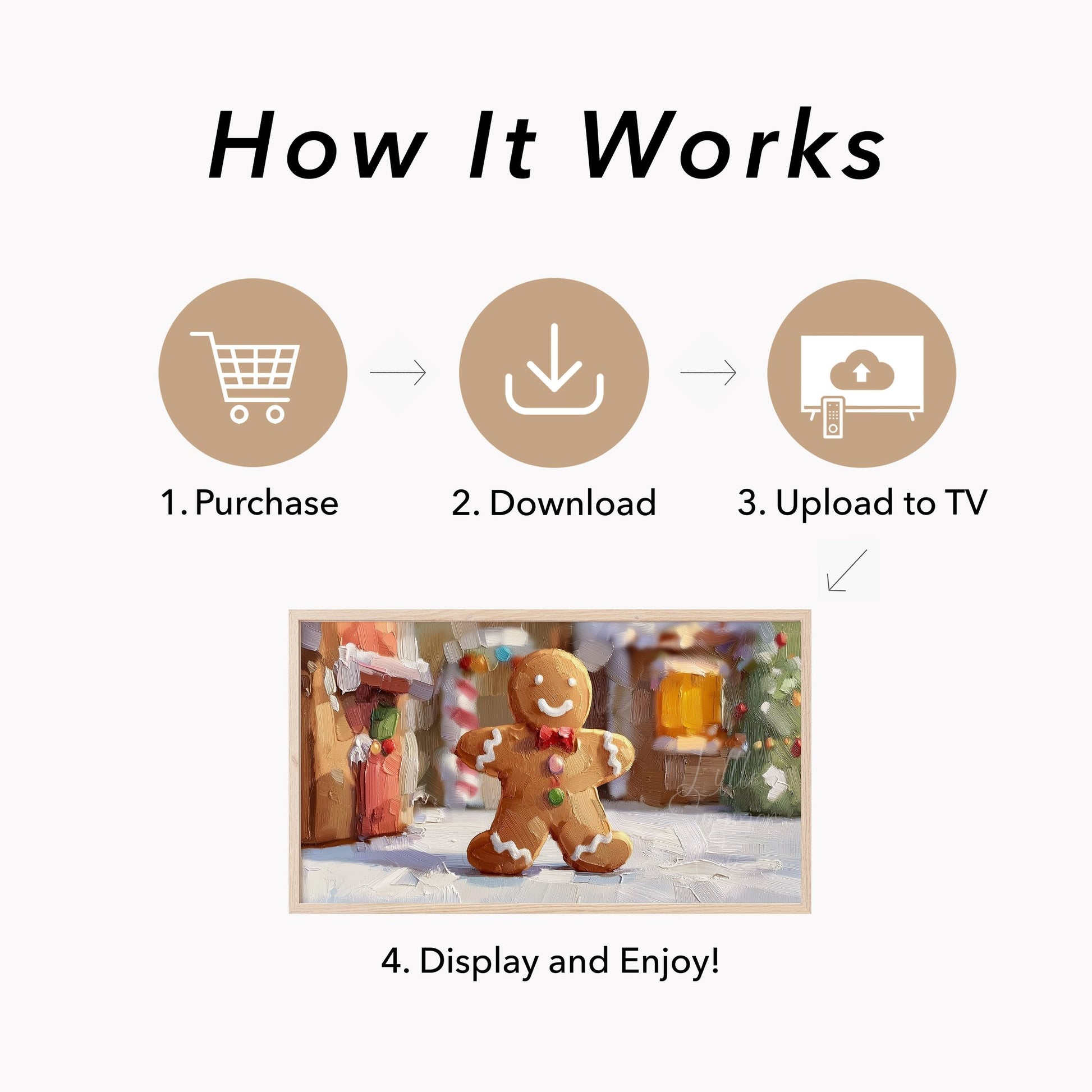Gingerbread Man Christmas Frame TV Art displayed on a TV