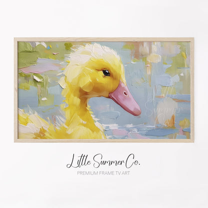 Yellow Duckling Frame TV Art displayed on a TV