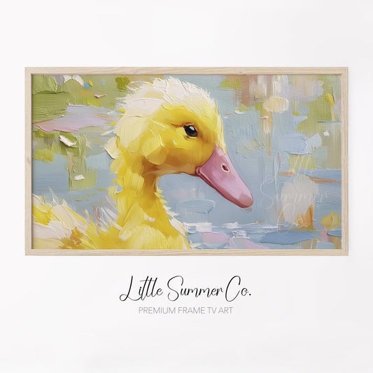 Yellow Duckling Frame TV Art displayed on a TV