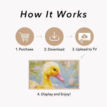 Yellow Duckling Frame TV Art displayed on a TV