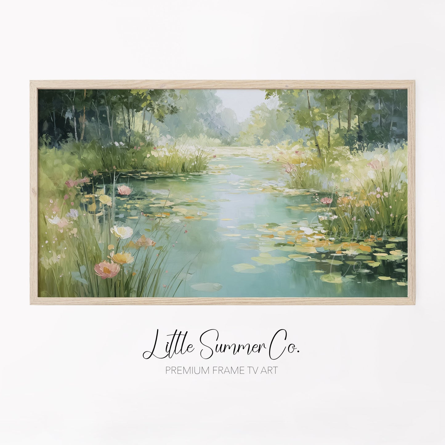 Lily Pond Frame TV Art displayed on a TV