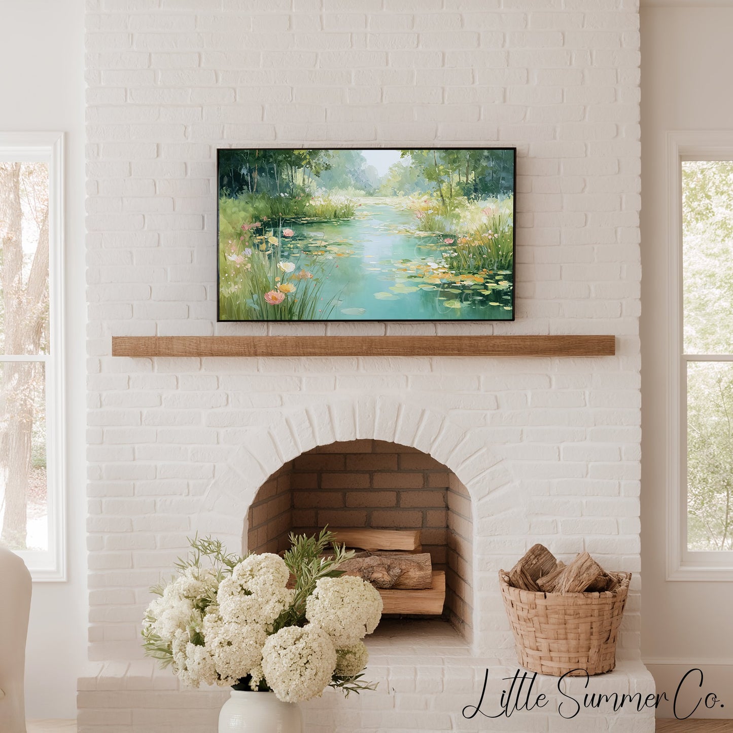 Lily Pond Frame TV Art displayed on a TV