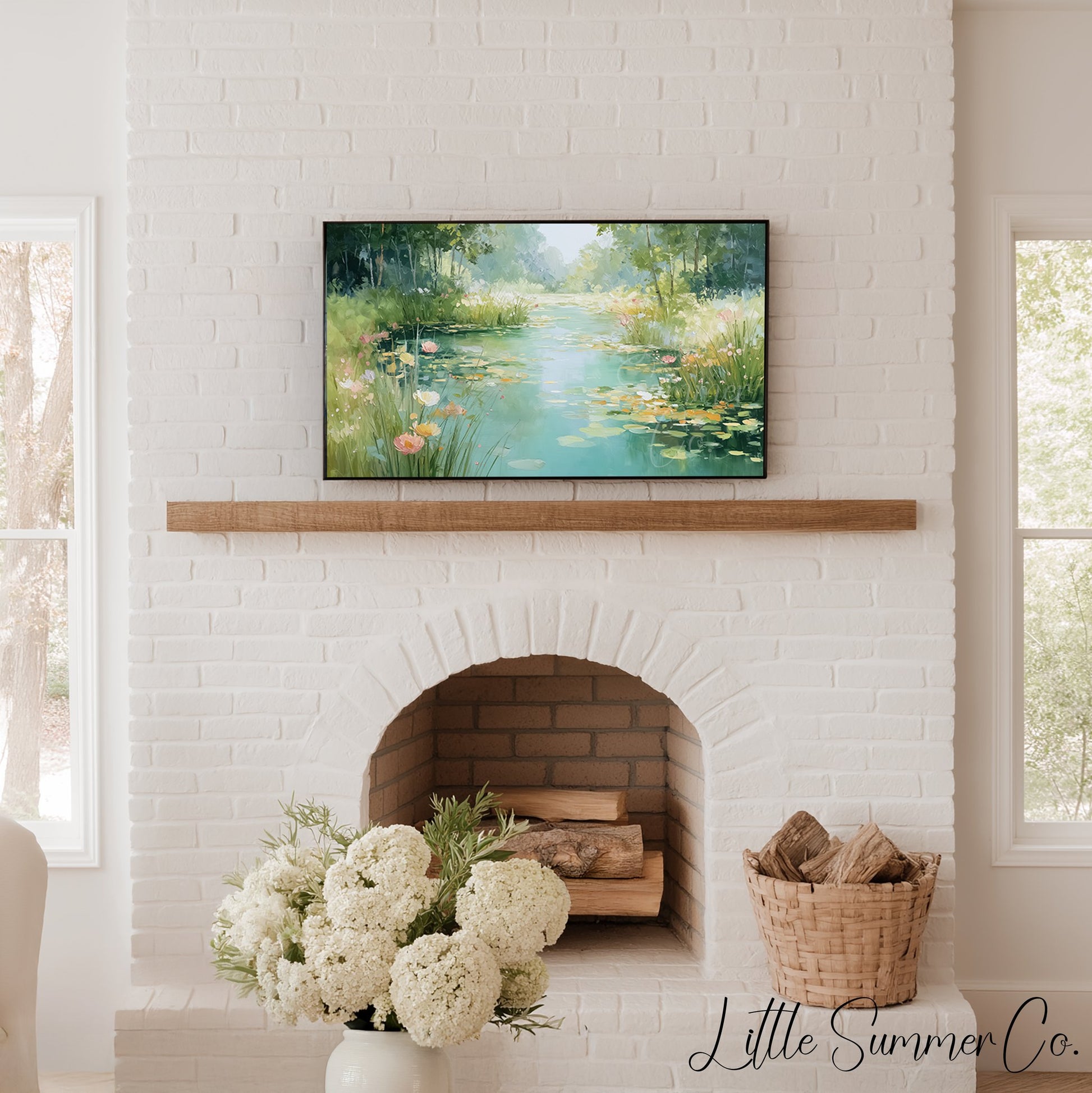 Lily Pond Frame TV Art displayed on a TV