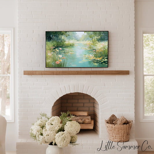 Lily Pond Frame TV Art displayed on a TV