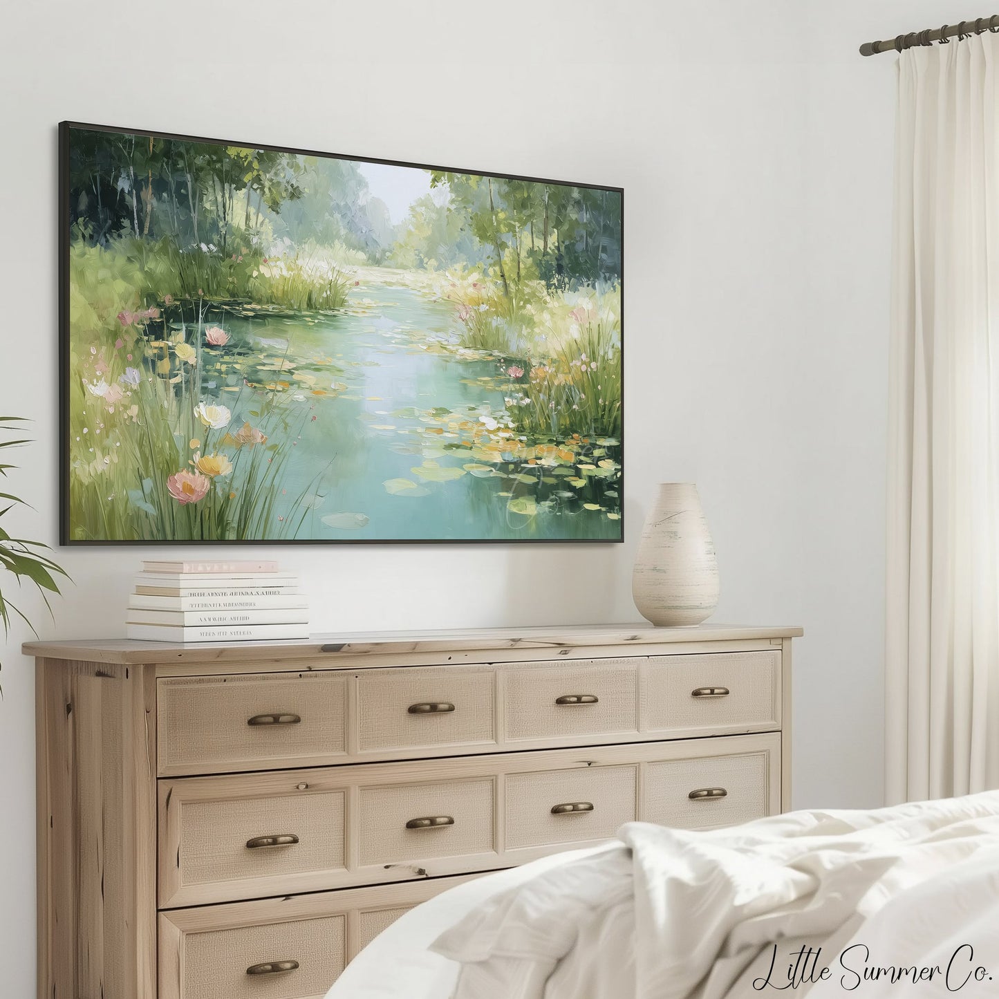 Lily Pond Frame TV Art displayed on a TV