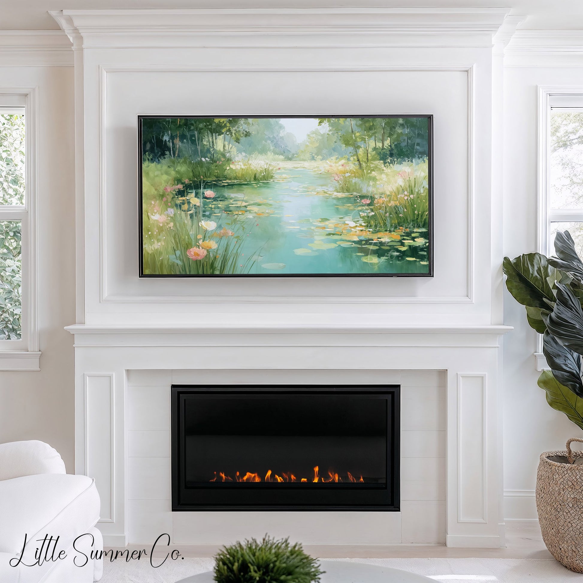 Lily Pond Frame TV Art displayed on a TV