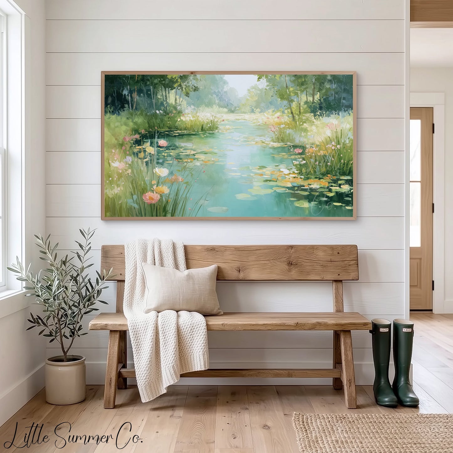 Lily Pond Frame TV Art displayed on a TV