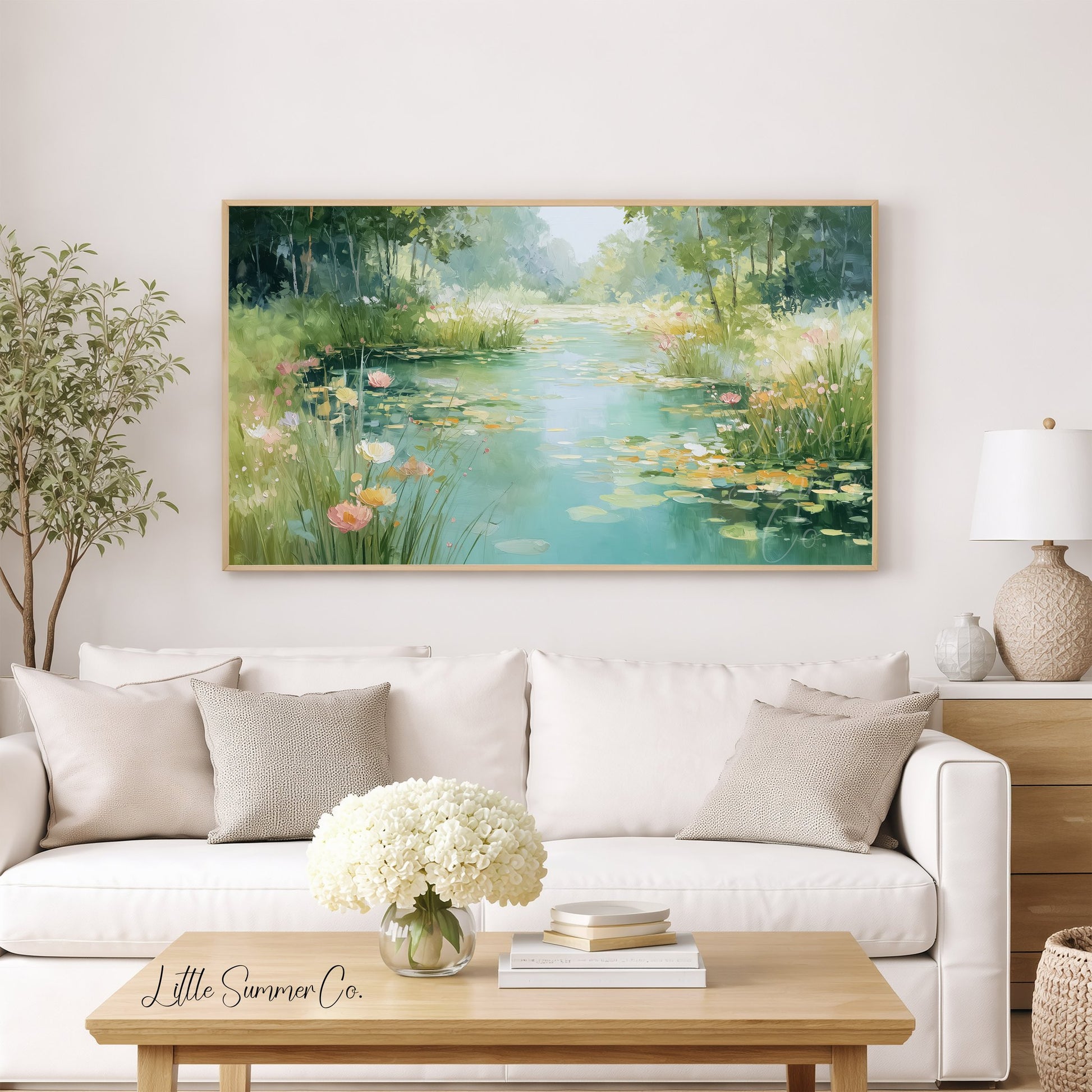 Lily Pond Frame TV Art displayed on a TV