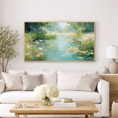 Lily Pond Frame TV Art displayed on a TV