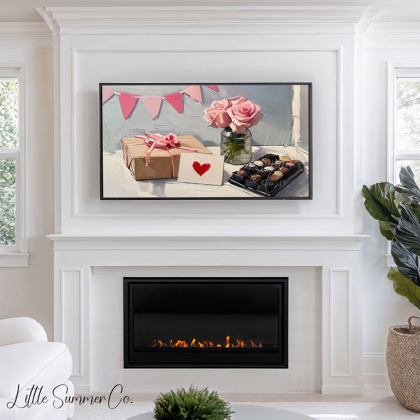 Valentine Roses and Gifts Frame TV Art displayed on a TV