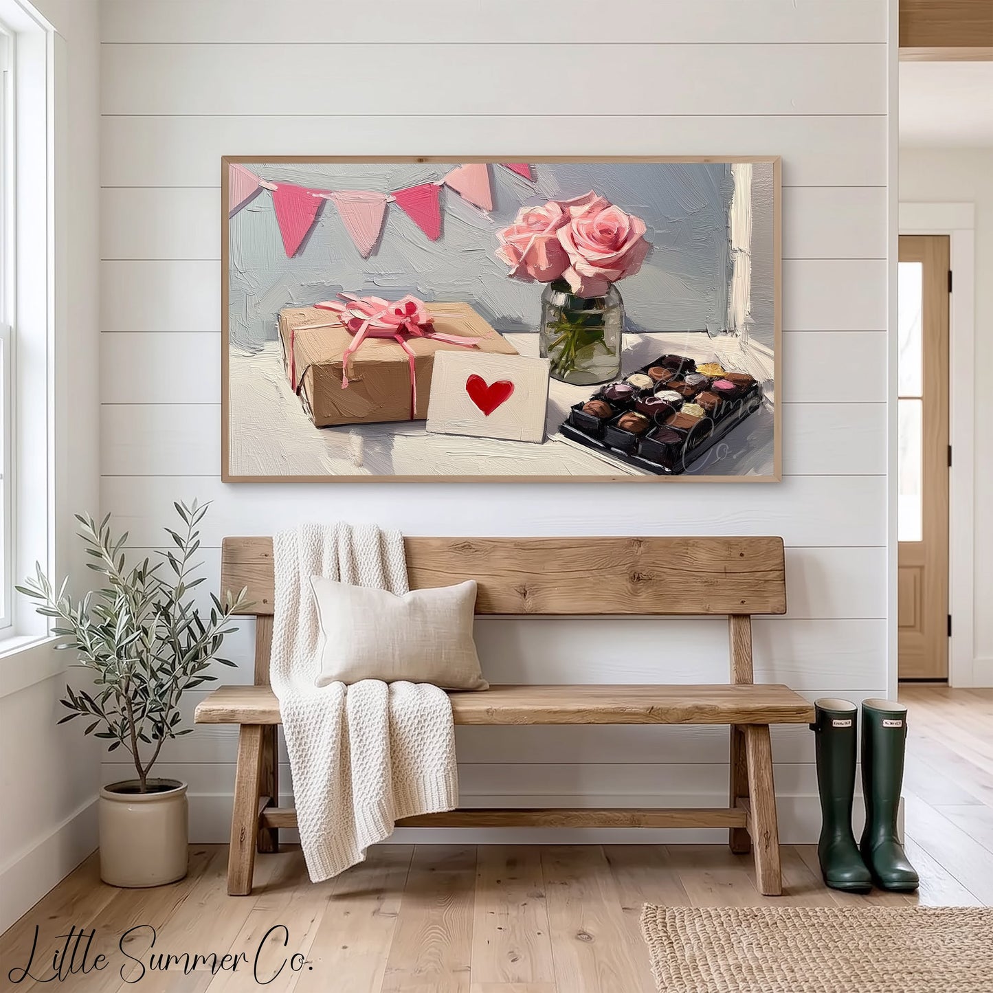Valentine Roses and Gifts Frame TV Art displayed on a TV