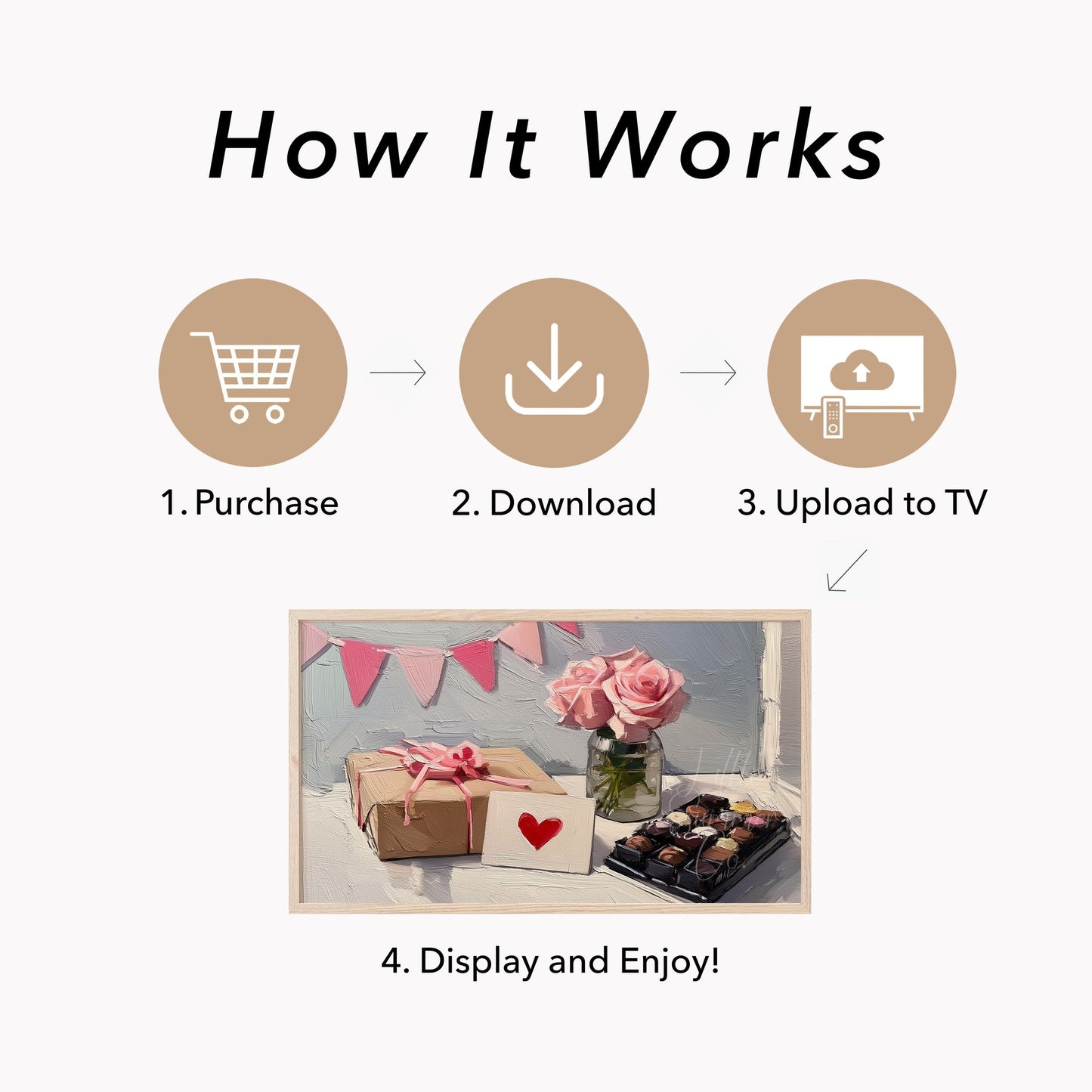 Valentine Roses and Gifts Frame TV Art displayed on a TV