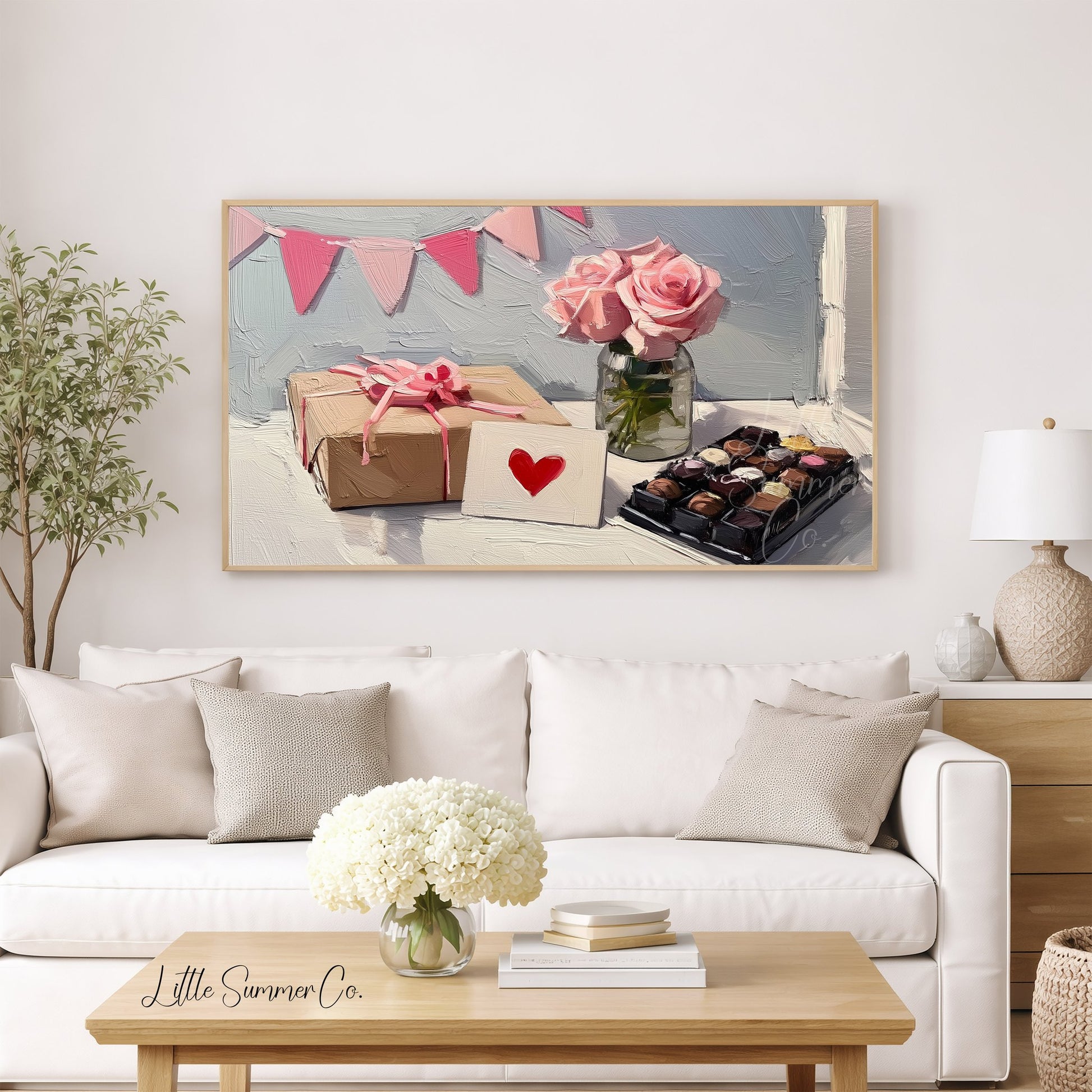 Valentine Roses and Gifts Frame TV Art displayed on a TV