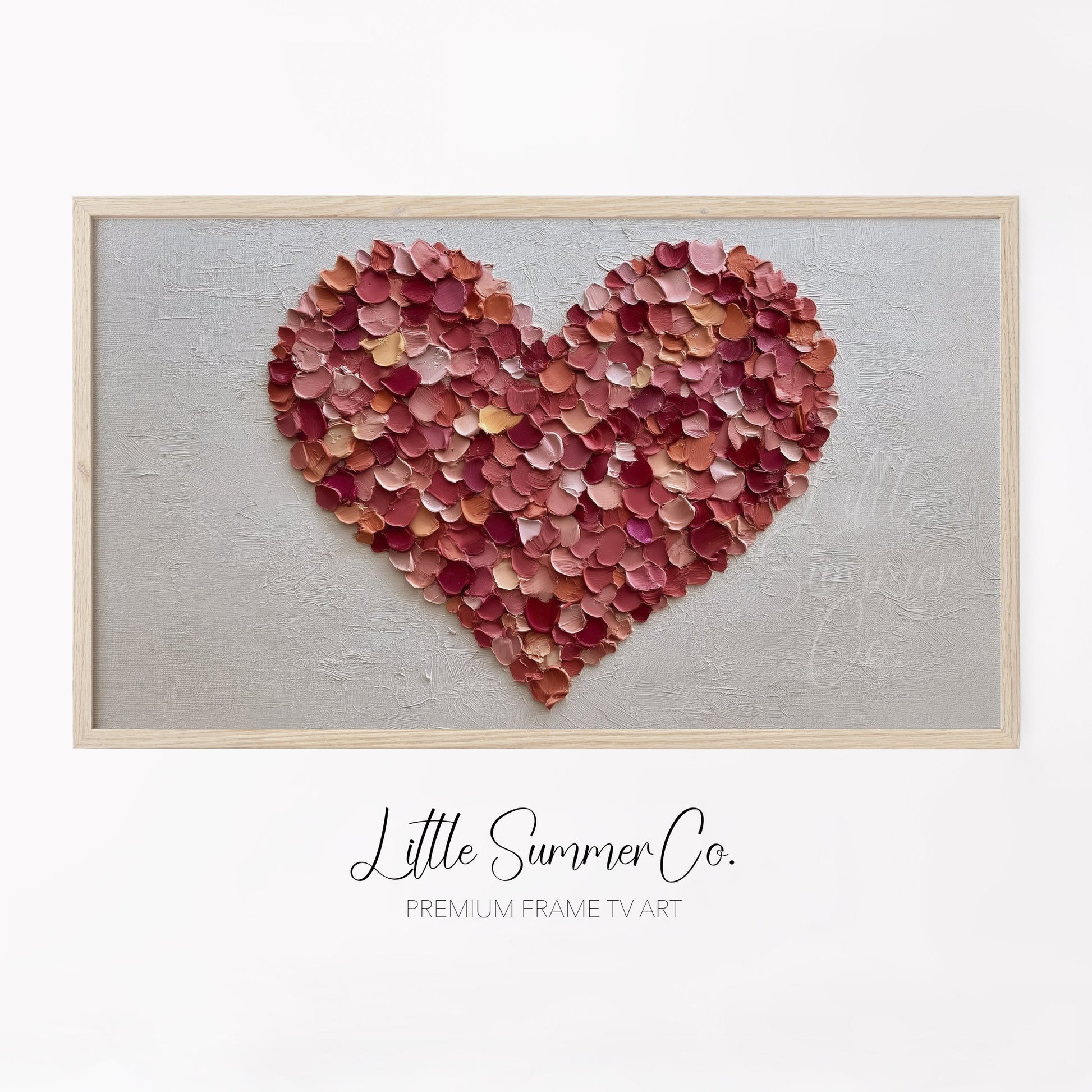 Rose Petal Heart Frame TV Art displayed on a TV