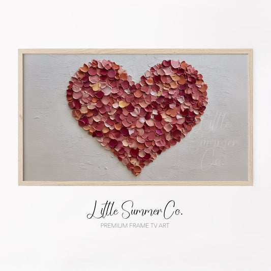 Rose Petal Heart Frame TV Art displayed on a TV