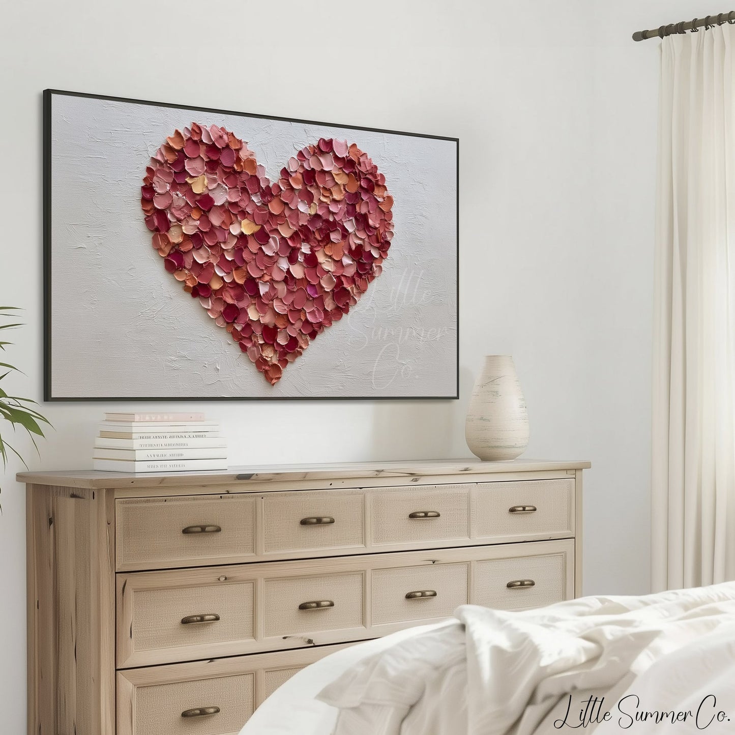 Rose Petal Heart Frame TV Art displayed on a TV