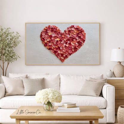 Rose Petal Heart Frame TV Art displayed on a TV