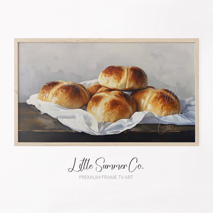 Hot Cross Buns Rest Frame TV Art displayed on a TV