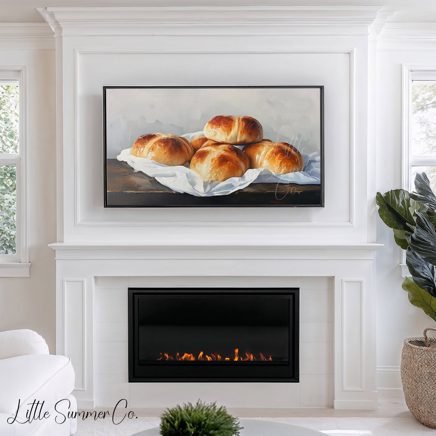 Hot Cross Buns Rest Frame TV Art displayed on a TV