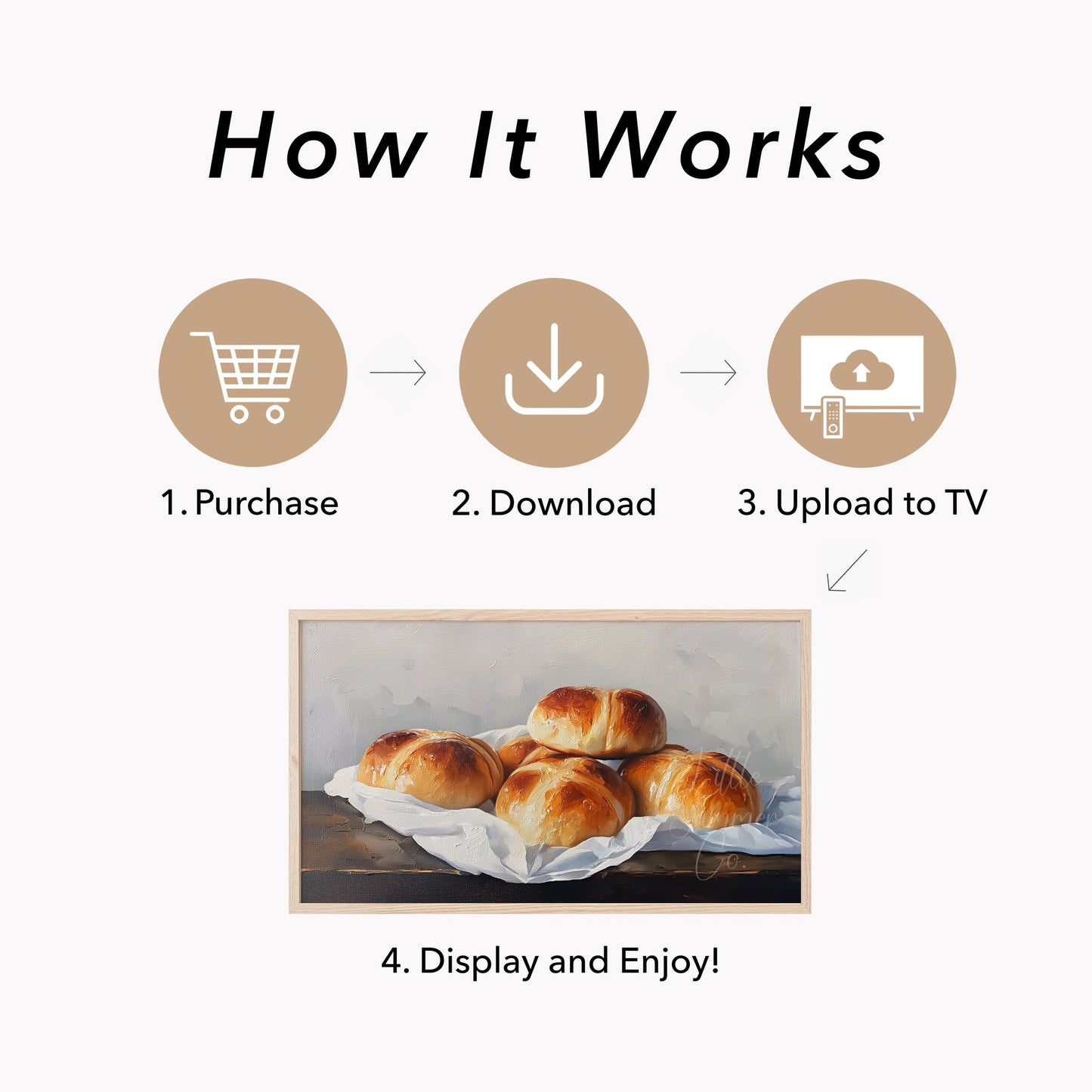 Hot Cross Buns Rest Frame TV Art displayed on a TV