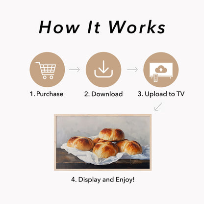 Hot Cross Buns Rest Frame TV Art displayed on a TV