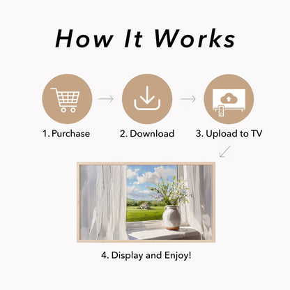 Wildflowers on Sunny Windowsill Frame TV Art displayed on a TV